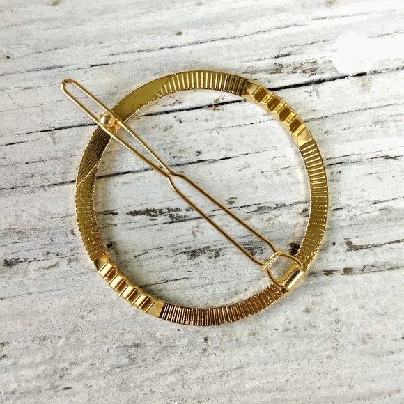 *1 LEFT* Gold Circle Geometric Hair Barrette - Picture 5 of 7